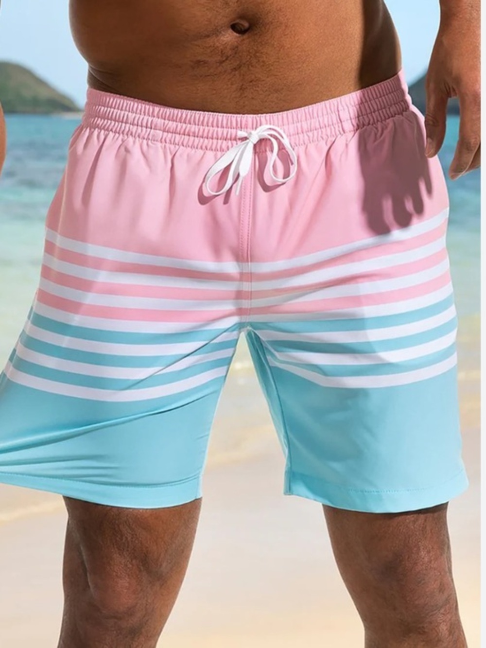 chubbies Pink and Light Blue Striped Swim Shorts